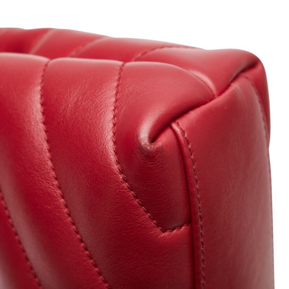 Saint Laurent YSL Logo Lulu Toy Bag Shoulder Wine Red Red Leather - Picture 7 of 9